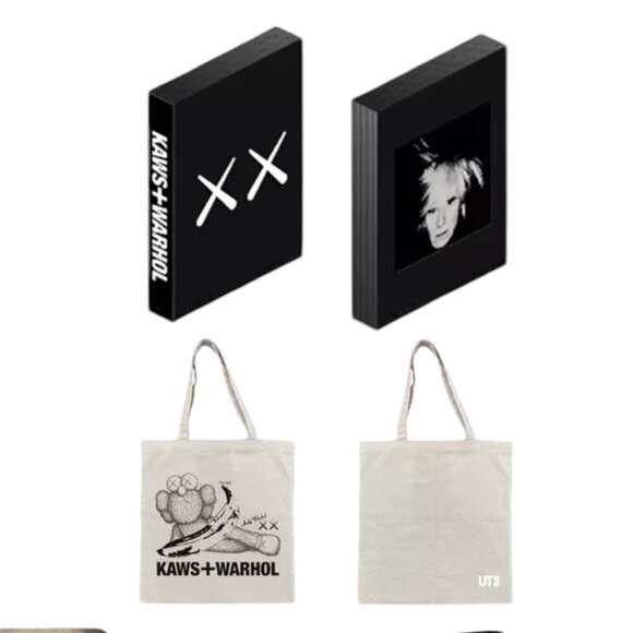 KAWS + WARHOL x UNIQLO UT Collection Hardcover Art Book & Shoulder Tote Bag 2024 - Picture 2 of 11